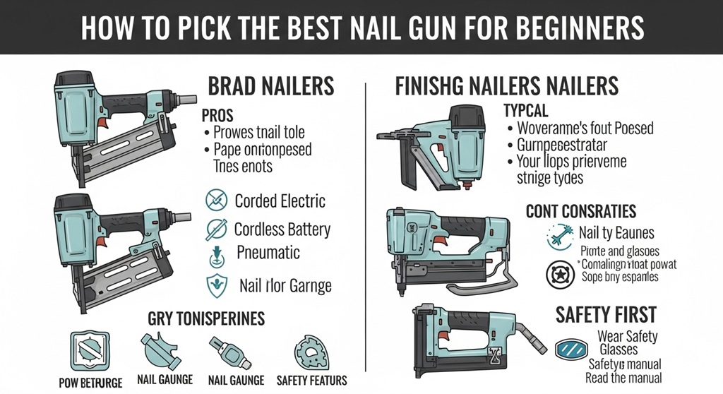 Beginner using cordless brad nail gun for DIY woodworking