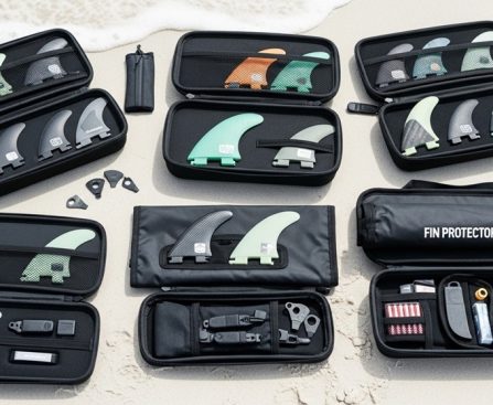 surfboard fin storage bag with organized fins