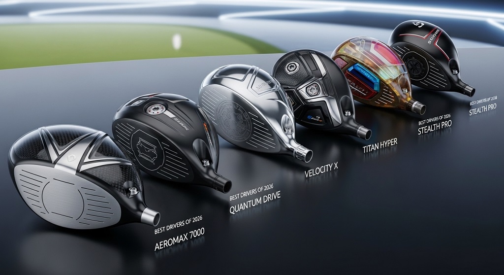 golfer testing best driver clubs 2026 on launch monitor