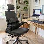 Ergonomic office chair with an affordable memory foam lumbar support pillow.